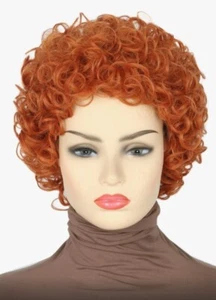 New Synthetic Hair Cosplay Party Wig Natural Soft Red Copper Short Curly Wig - Picture 1 of 6