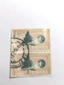 SPAIN STAMP VI CONGRESSO FORESTRY WORLD 1966 1 PESETA Used - Picture 1 of 2