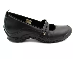 Merrell Mary Jane Plaza Bandeau Black Leather Comfort Shoes - Picture 1 of 11