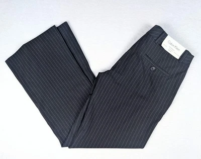 NUEVO CON ETIQUETAS CALVIN KLEIN Mujer Talla 8 Negro Pantalones de Vestir Tiro Bajo Calce Sastre Bota Elástica Foto 1 de 4