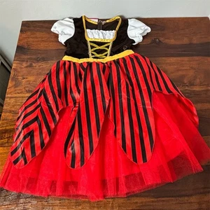 Girls Pirate Costume Dress w/ Gold Lace-Up, Size 12 Party Wear - Picture 1 of 5