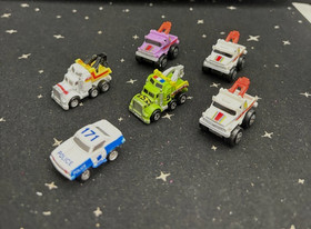 Vintage Galoob Micro Machines Lot Of 6 5-Tow Trucks 1-Police Car 1980's