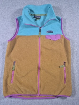 Colete Feminino Patagonia Snap-T Médio M Lã Azul Marrom Colorblock Zíper Completo - Imagem 1 de 4