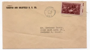 1947 Cover from the Tonopah & Goldfield Railroad Co to Grahame Hardy - Imagen 1 de 1