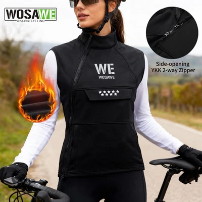 WOSAWE Windproof Water Repellent Cycling Gilet Warm Fleece Sleeveless Jackets - Image 1 of 4