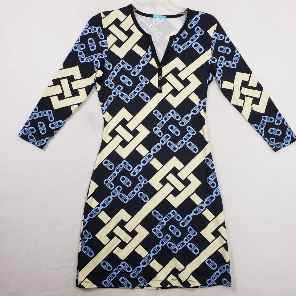 Vestido Vaino J McLaughlin Lynn Henley Para Mujer XS Cadena Manga 3/4 Tela Catalina Foto 1 de 4