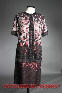 St John Ribbon Tweed Anzug schwarz bunt abstrakt Größe P-2 neu mit Etikett UVP $ 1820 - Bild 1 von 6