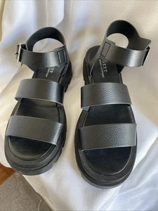 Next Forever Comfort Ladies UK 8 EU 42 Black Leather Upper Sandals Made In Italy - Picture 1 of 6