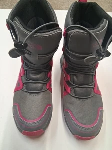 North Face Boots Kids Size 2.5 Gray Pink Waterproof Snow Winter Insulated Shoes - Picture 1 of 22