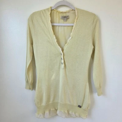 Top Henley Burberry amarillo pálido seda algodón talla pequeña Foto 1 de 4