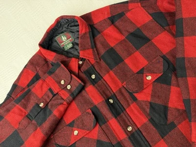 VTG High Sierra by Mervyns Buffalo Red Plaid Wool Button Shirt Jacket XL Chore - Image 1 of 4