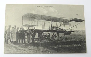 WWI Albatros Pusher Biplane Postcard c1915 German Officers Ace Pilot - Picture 1 of 2