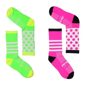 2 Pairs Pro Cycling Socks Road Bicycle Riding Bike Sports Ankle Socks Green Pink - Picture 1 of 8