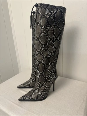 Женские сапоги до колена со змеиным принтом Jeffrey Campbell новый размер 8 - Изображение 1 из 4