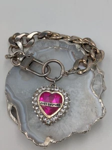 Juicy Couture Rosa Herz Strass Grob Kette Gliederarmband 7,5" - Bild 1 von 8