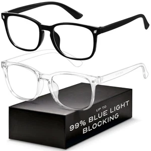 Blue Light Blocking Glasses - Fashion Square Eyeglasses, Anti UV Ray Computer Ga - Picture 1 of 1