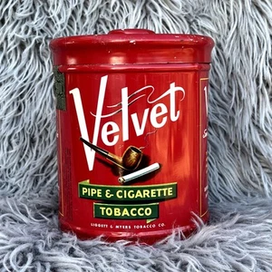 VTG Antique Velvet Tin & Lid Antiques Home Decor (Empty) Collector Red - Picture 1 of 9