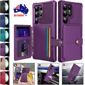 For Samsung S25 S24 S23 S22 S21 FE Ultra Plus S10 S9 Wallet Card Slot Case Cover - Picture 1 of 55