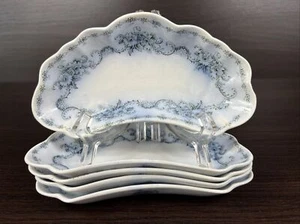 5 Vintage Alfred Meakin England Mentone blau gebogene Knochen Geschirr Teller - Bild 1 von 23