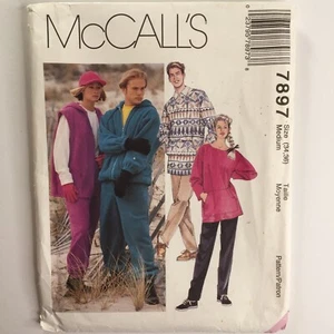 McCalls 7897 Kapuzen Top Jacke Weste Pull On Hose Unisex Neu ungeschnittenes Muster - Bild 1 von 12