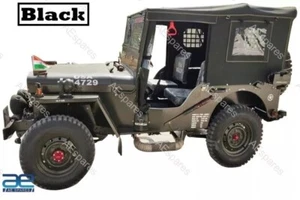 Complete Canvas Soft Top Black Compatible With Jeeps Willys MB GPW CJ2A ECs - Picture 1 of 6