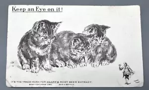 KNAPP'S ROOT BEER EXTRACT VICTORIAN TRADE CARD WITH CATS, "TRADE MARK" J778 - Picture 1 of 6