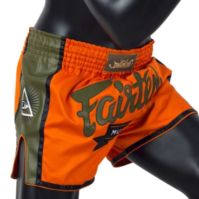 PANTALONES CORTOS FAIRTEX SLIM CUT MUAY THAI - BS1705 - Naranja Foto 1 de 4
