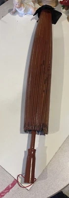 Vintage Asian Parisol wood with painted design good condtion - Image 1 of 4