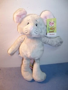 BABY GANZ Plush Gray Pink Mouse/Nice Mice Rattle/TeetherToy/Lovey - NWT - Picture 1 of 6