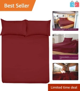 42x80 Burgundy Microfiber RV Sheet Set - Perfect for Campers and Travel Trailers - Picture 1 of 11