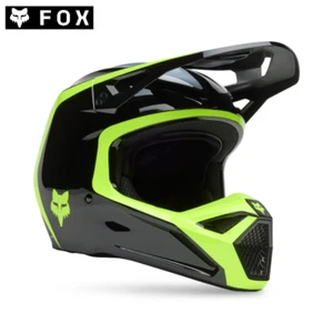 2025 Fox V1 Flow Motocross Helmet Black Yellow MX Enduro Off Road ADULT SIZES - Picture 1 of 7