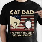 Cat Dad The Man The Myth The Influence - Gift for Dad, Personalized T-Shirt