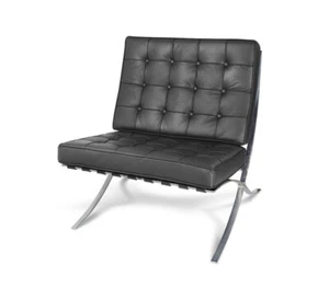 Pavilion BC Chair Ottoman ITALIAN LEATHER BLACK WHITE COGNAC VINTAGE BROWN PONY - Picture 1 of 68