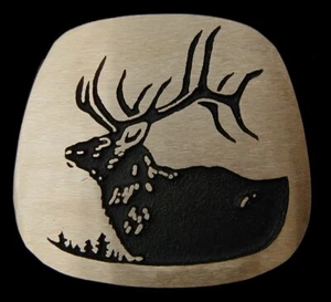 Elk Solid Sand Cast Bronze Belt Buckle Rainbow Metals Brand New - Picture 1 of 2