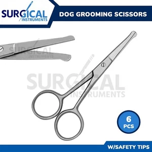 6 Safety Scissors Mustache, Nose, Ear Hair Pet Grooming, Manicure 3.5" Straight - Picture 1 of 9