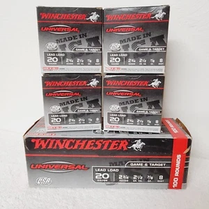 100 Rd Winchester Game & Target U208 Shotshell 20G Collector's 5 EMPTY BOXES - Picture 1 of 7