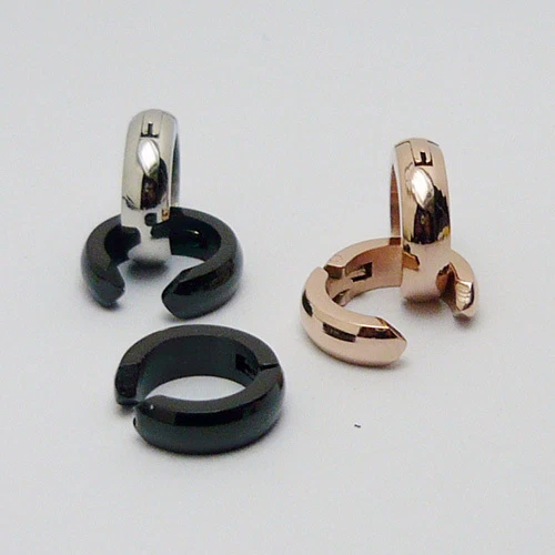 1 Paar Fake Creolen Edelstahl gerunde Ohrringe Klappcreolen Ohrclips Ohrklemme - Bild 1 von 1