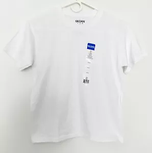 NEW Gildan Youth T-Shirt 100% Cotton Short Sleeves WHITE - Picture 1 of 3