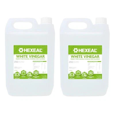 Hexeal White Vinegar 2 x 5L - Food Grade - Cooking, Cleaning, Pickling & Baking - Image 1 of 4