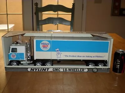 [NYLINT BRAND] GMC 18-WHEELER SEMI TRUCK, STEEL TOY, [PILLSBURY'S BEST] 1970 yrs - Image 1 of 4