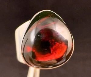 Red AMBER Ring - SIZE 9.25 - Genuine Sterling Silver Ring Polished Stone, 53764 - Picture 1 of 4