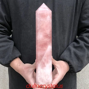 3.65LB Natural Rose Quartz Obelisk Quartz Crystal Point Wand Gem Tower specimen - Picture 1 of 12