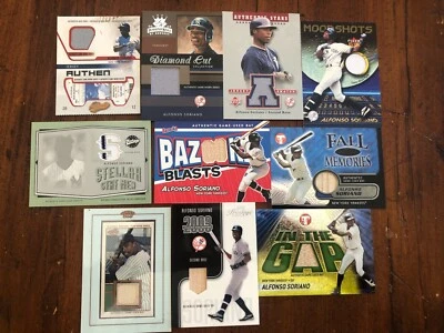 Alfonso Soriano 10 Jersey & Bat Card Lot-Topps Fleer UD Donruss + More  Mint - Image 1 of 4