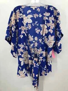 Pre-Owned Yumi Kim Blue Size Large Floral Wrap Blouse - Picture 1 of 3