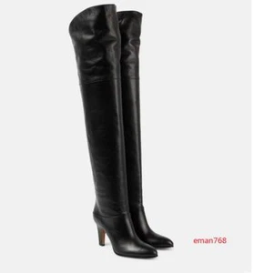Over The Knee Boots for Women Fashion High Heels Real Leather Pointed Toe Shoes - Picture 1 of 22
