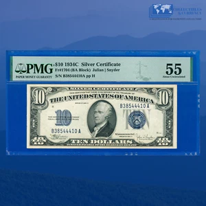 Fr.1704 1934 $10 Ten Dollars Silver Certificate, PMG About UNC 55 #44410 - Picture 1 of 3