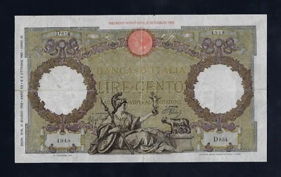 ITALY 100 LIRE lira 1931 - 1942  P-55  VF - Image 1 of 2