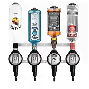 4 Bottle Wall Bracket Set + 4 Deluxe Optic Spirit Measures Bar Pub Club - Picture 1 of 35