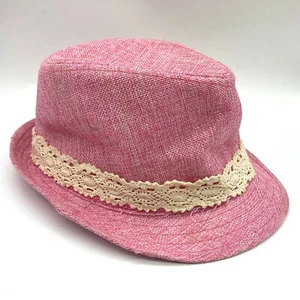 Vintage Style Womens Pink Fedora 100% Acrylic White Lace Business Casual Hat - Picture 1 of 5