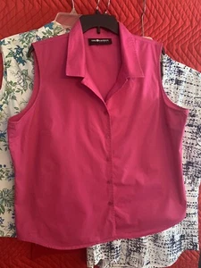Sag Harbor Sport Shirt Blouse Small S Sleeveless Button Up Womens Pink women - Picture 1 of 8